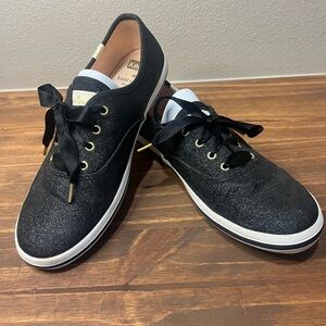 Womens Kate Spade Keds Black Glitter Size 5M Without The Box